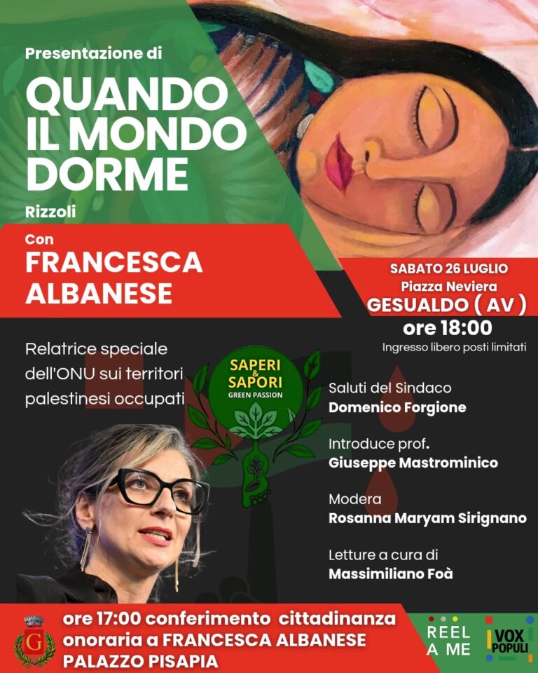 Gesualdo conferisce la cittadinanza onoraria a Francesca Albanese