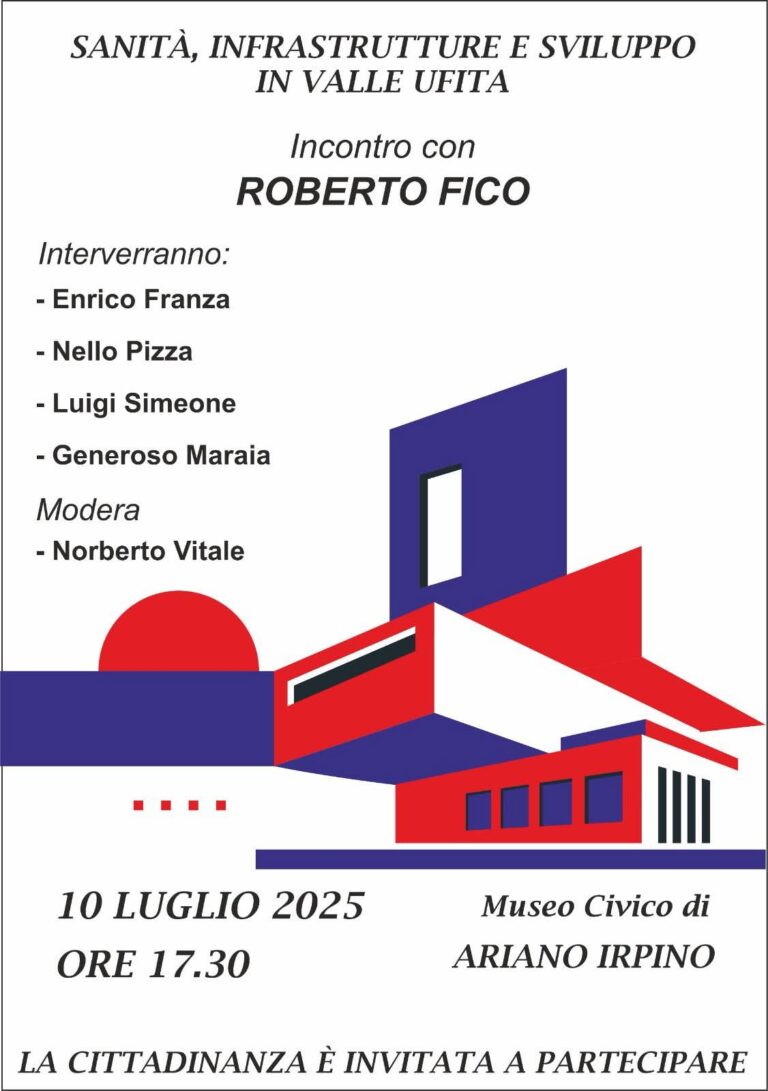 “Sanità, Infrastrutture e Sviluppo in Valle Ufita”: Roberto Fico ad Ariano Irpino