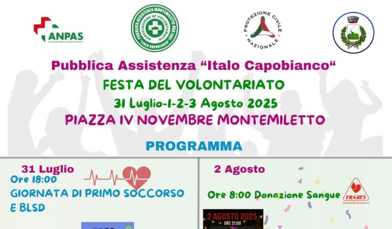 Festa del Volontariato a Montemiletto: si parte con la formazione gratuita