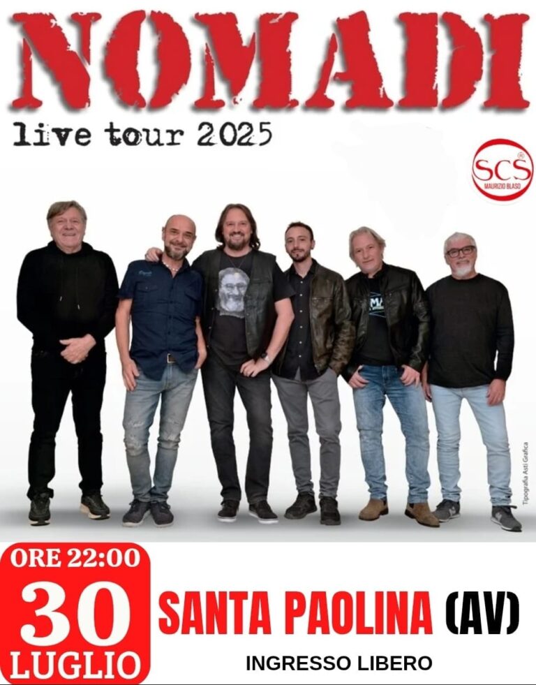 I Nomadi in concerto a Santa Paolina: stasera tappa del Live Tour 2025