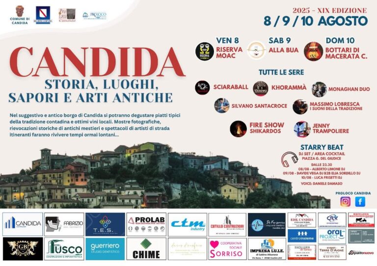 Tradizione e identità con l’evento “Candida: Storia, Luoghi, Sapori e Arti Antiche”