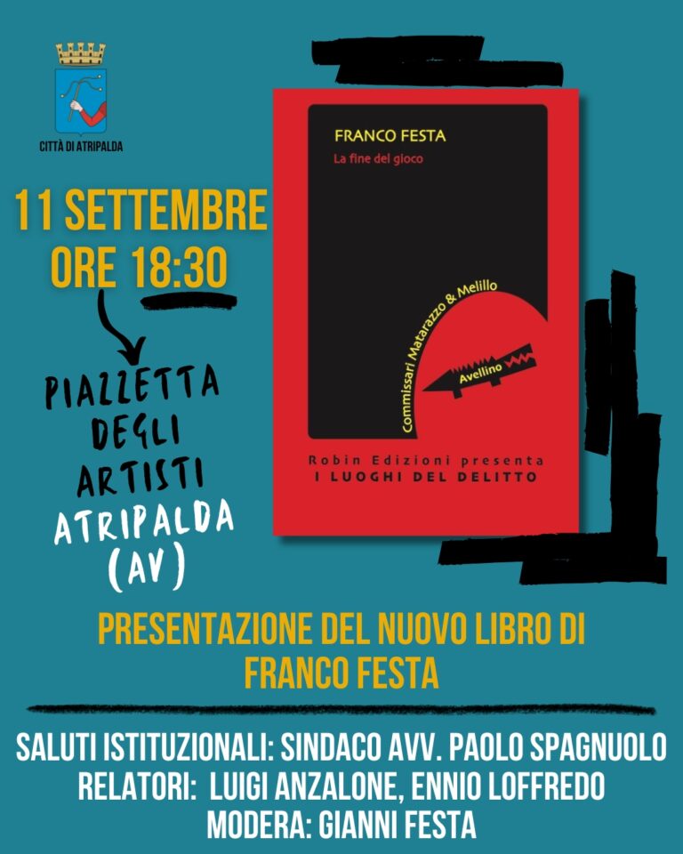 Ad Atripalda la presentazione del nuovo libro di Franco Festa “La fine del gioco”