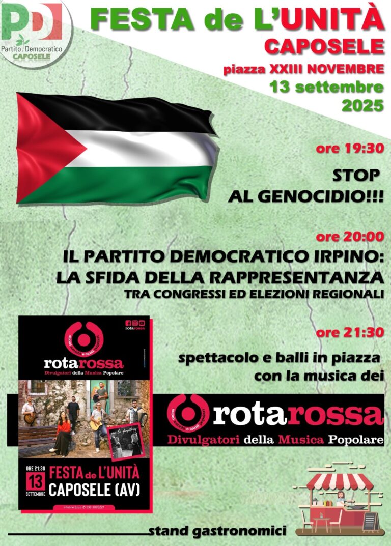 Sabato Festa de L’Unità a Caposele