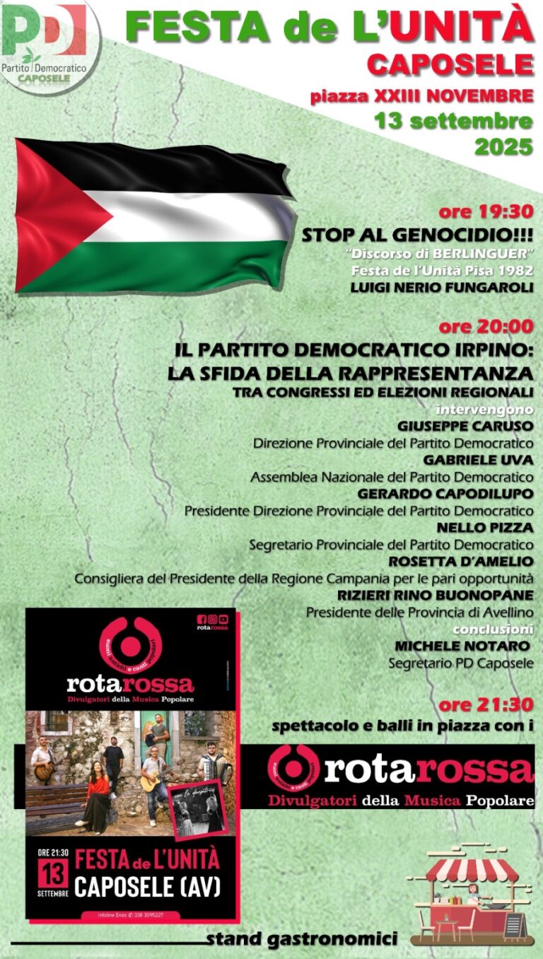 Sabato Festa de L’Unità a Caposele