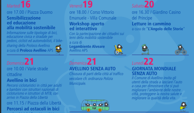 Avellino senza auto: domenica 21 settembre stop al traffico veicolare