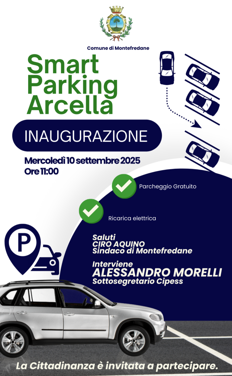 Montefredane, il sottosegretario Morelli inaugura lo Smart Parking Arcella