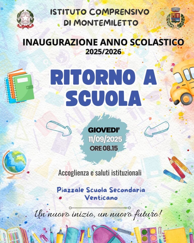 Venticano, ritorno tra i banchi: giovedì l’inaugurazione del nuovo anno scolastico