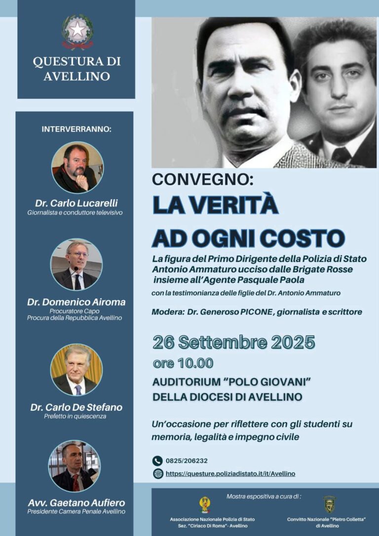 “La verità ad ogni costo”: ad Avellino il convegno sulla memoria di Antonio Ammaturo