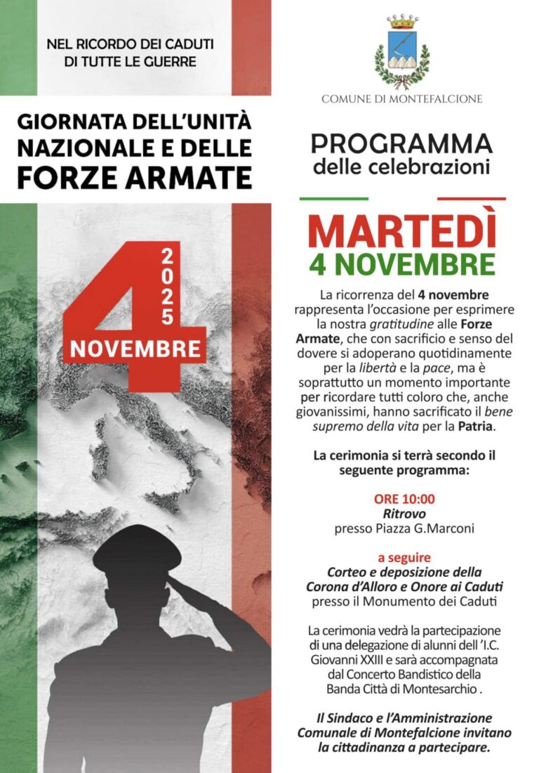 Montefalcione celebra il 4 Novembre: un tributo ai Caduti e alle Forze Armate