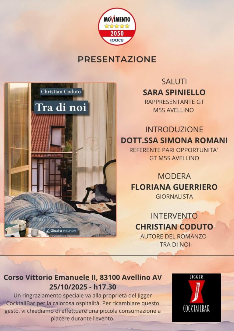 “Tra di noi”, la presentazione del romanzo sabato ad Avellino
