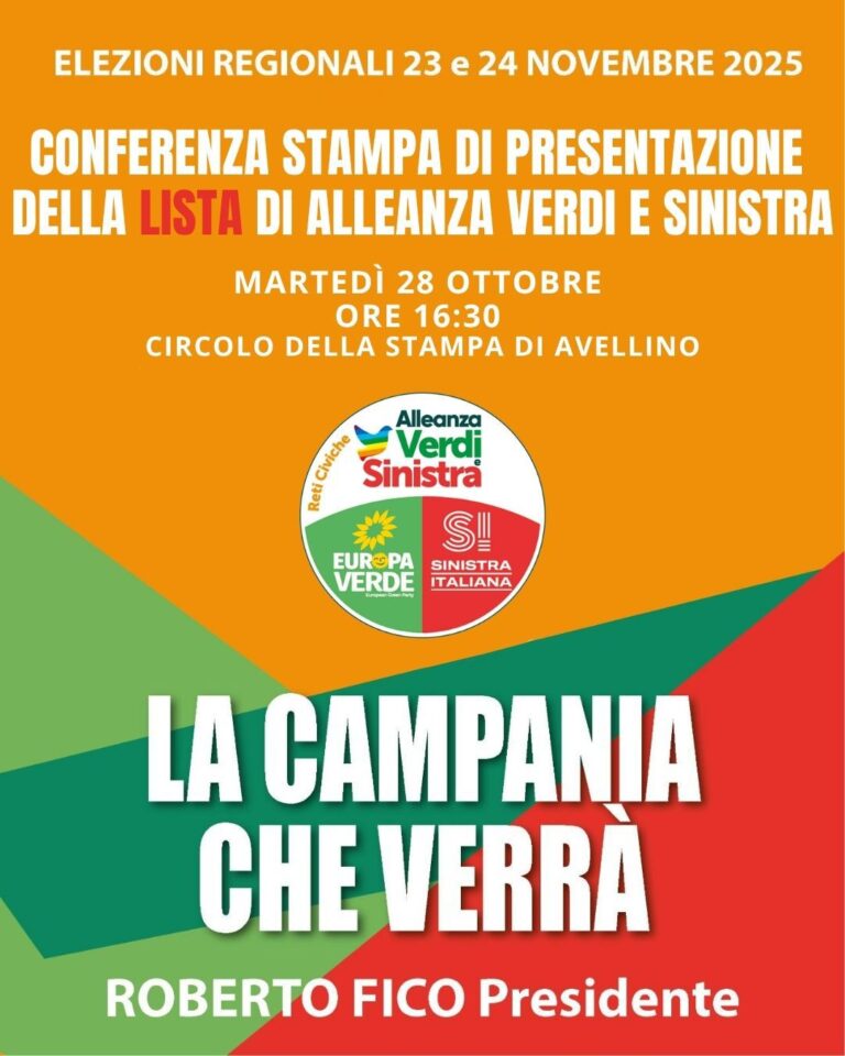 Regionali, martedì la presentazione della lista di AVS ad Avellino