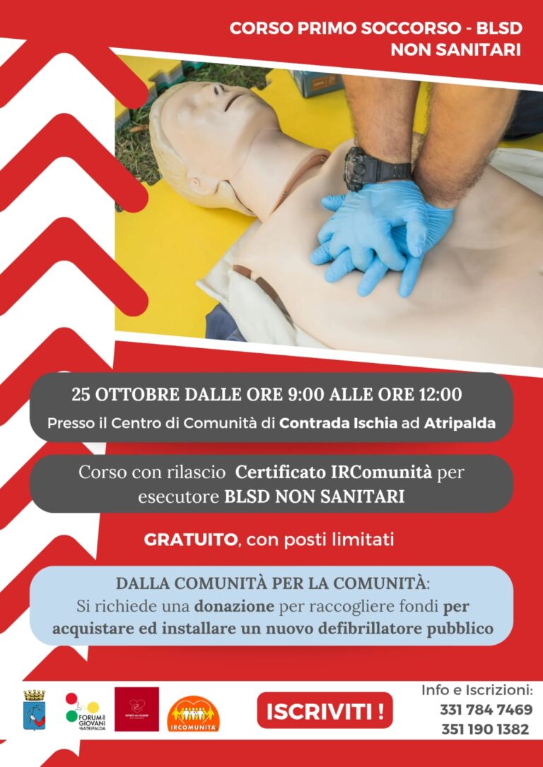 Atripalda, corso gratuito di primo soccorso e uso del defibrillatore