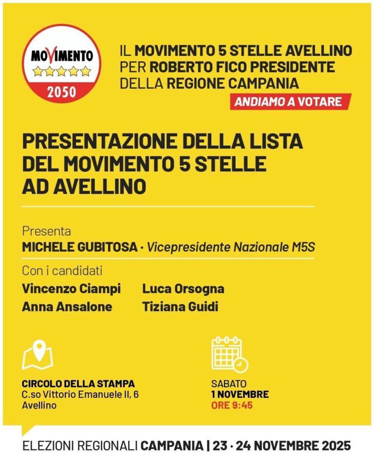 Il Movimento 5 Stelle Avellino presenta la lista a sostegno di Roberto Fico presidente della Campania