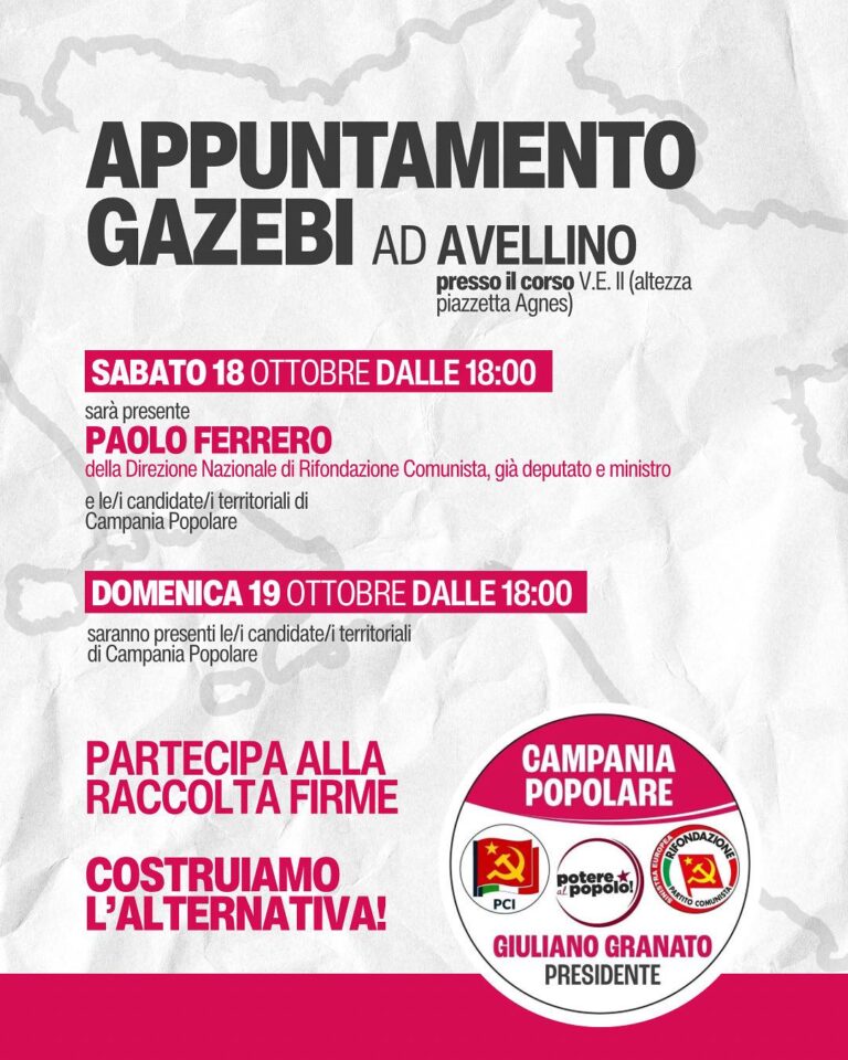 Regionali, continuano anche oggi i gazebo di Campania Popolare ad Avellino