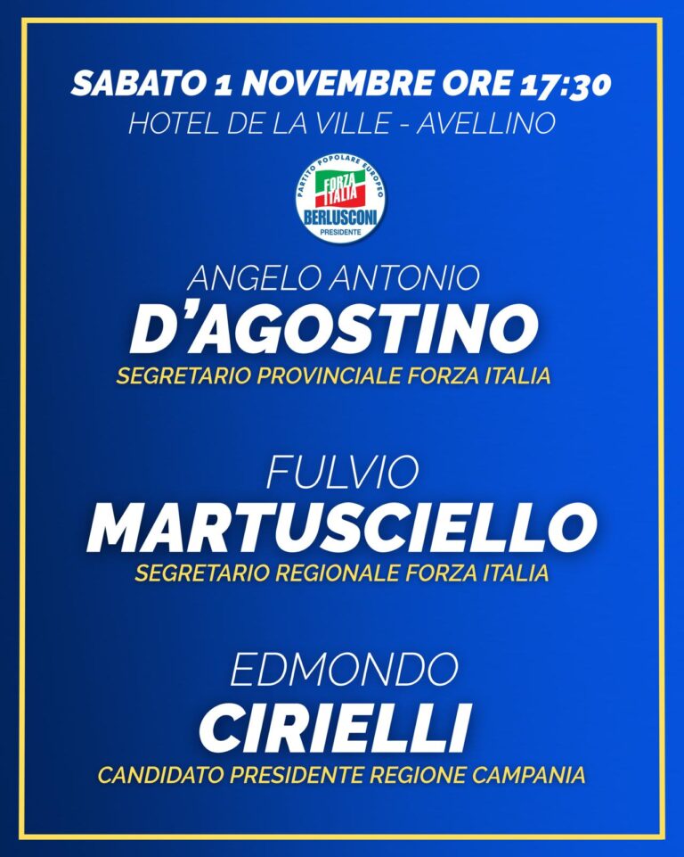 Regionali, Forza Italia presenta la lista ad Avellino con Martusciello e Cirielli