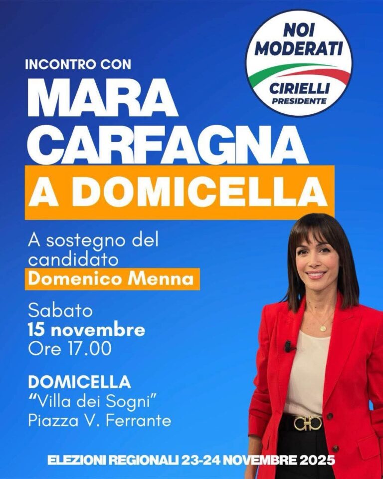 Incontro con Mara Carfagna a Domicella per sostenere il candidato Domenico Menna
