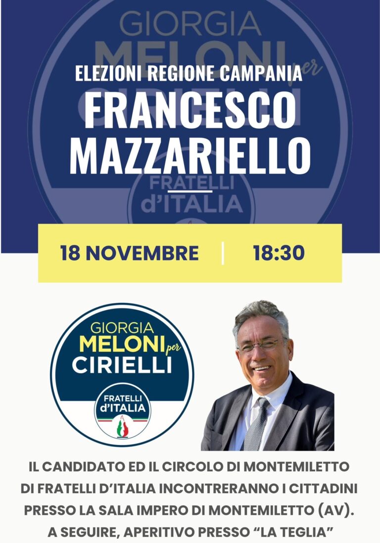 Circolo Fratelli d’Italia Montemiletto, incontro con il candidato alle regionali Francesco Mazzariello