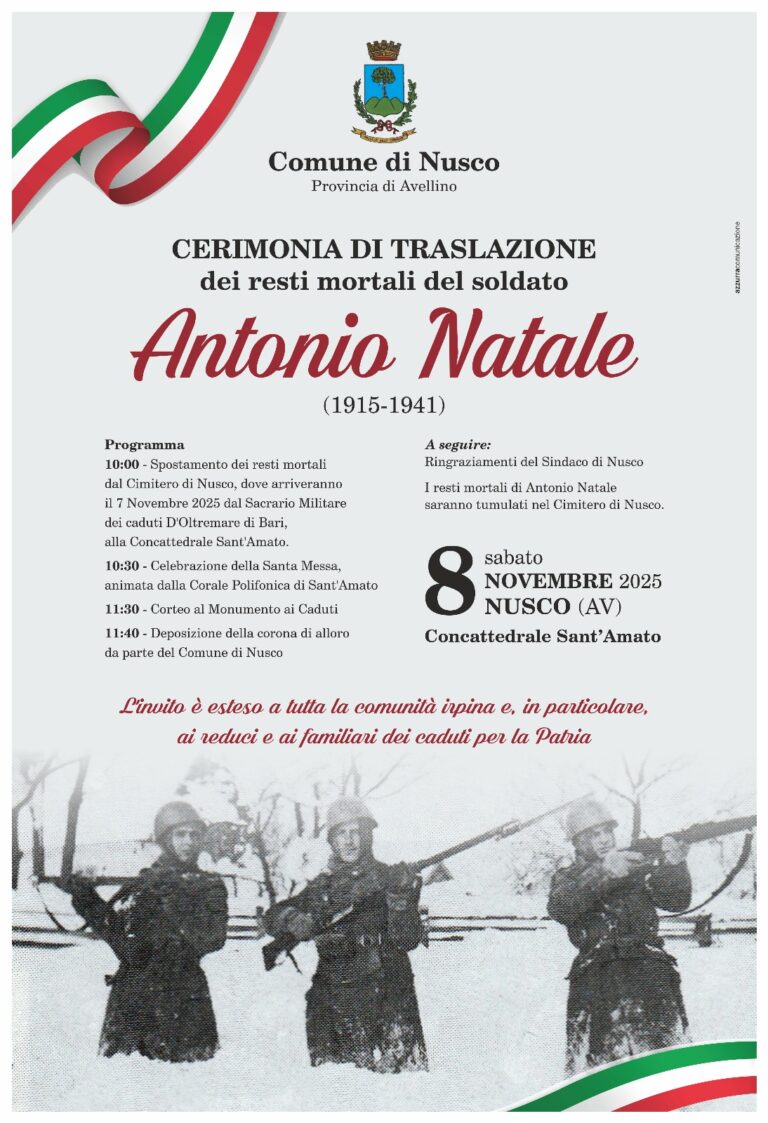 Ritornano a a Nusco i resti del soldato Antonio Natale