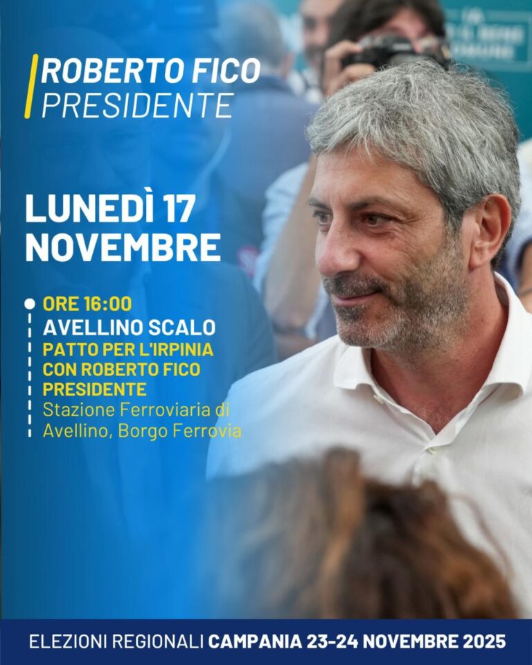 “Patto per l’Irpinia”, domani alla Stazione ferroviaria di Avellino Roberto Fico