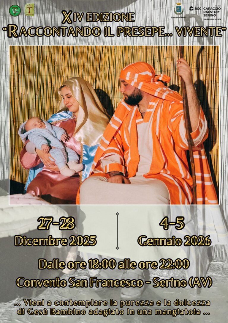 Serino, torna “Raccontando il Presepe… Vivente”: il convento francescano si trasforma in Betlemme per la XIV edizione