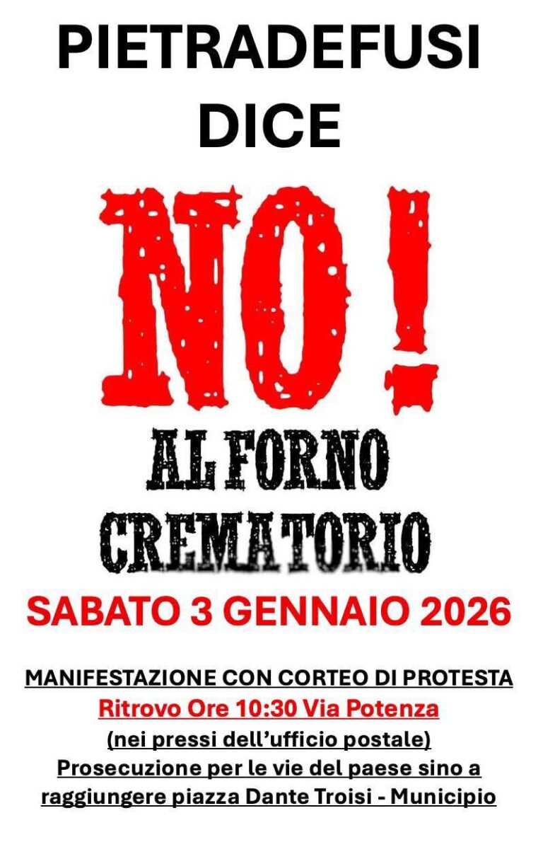 Pietradefusi si mobilita contro il tempio crematorio: corteo di protesta il 3 gennaio
