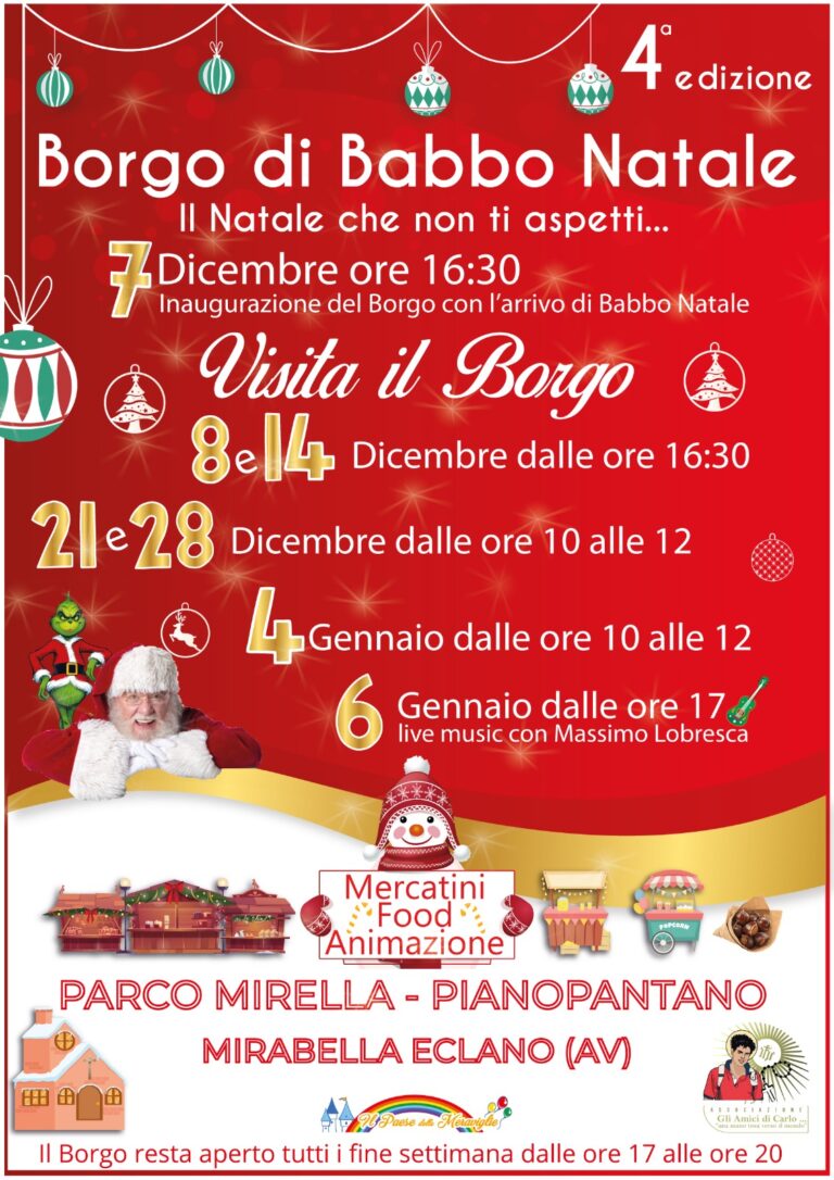 Mirabella Eclano si illumina con la quarta edizione del Borgo di Babbo Natale