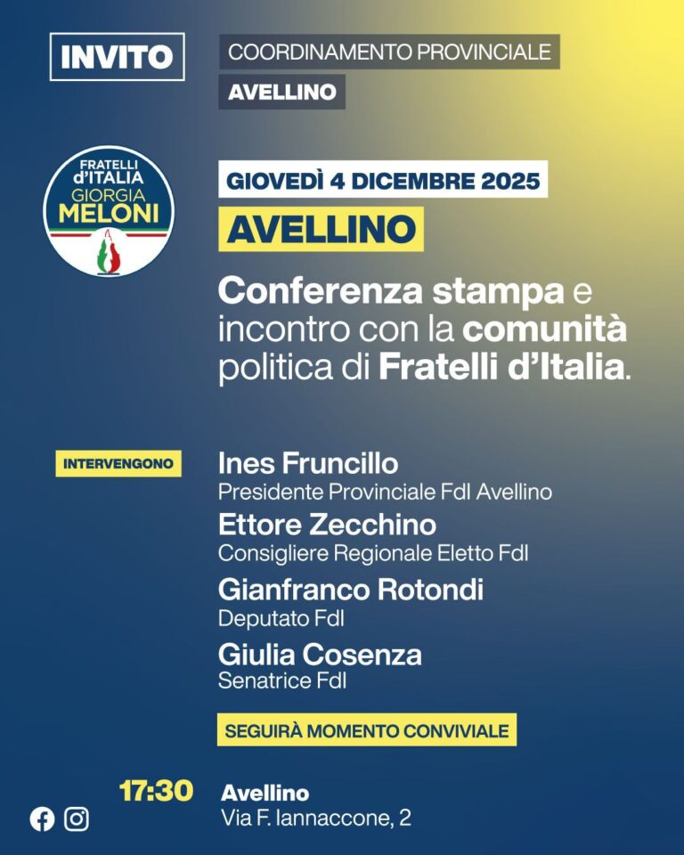Conferenza stampa e incontro con la comunità politica di Fratelli d’Italia