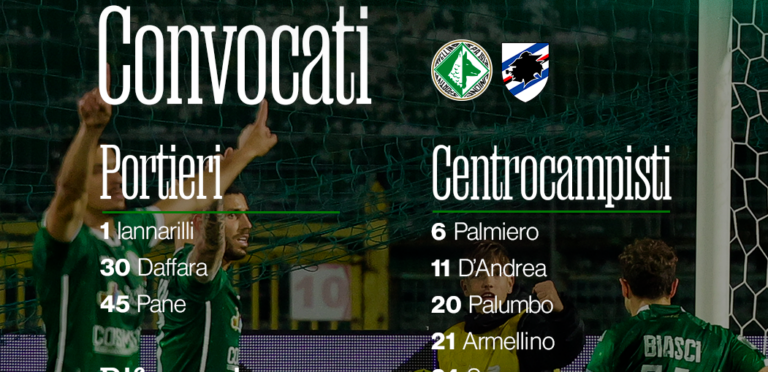 Avellino-Sampdoria, i convocati di mister Biancolino