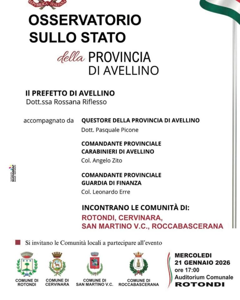 Osservatorio sullo Stato della Provincia: mercoledì tappa nella Valle Caudina
