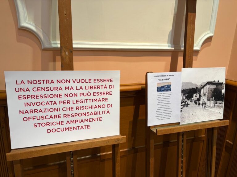 La mostra su vittime e atti del fascismo in Irpinia nella sala dove si presenta il libro di Caio Mussolini
