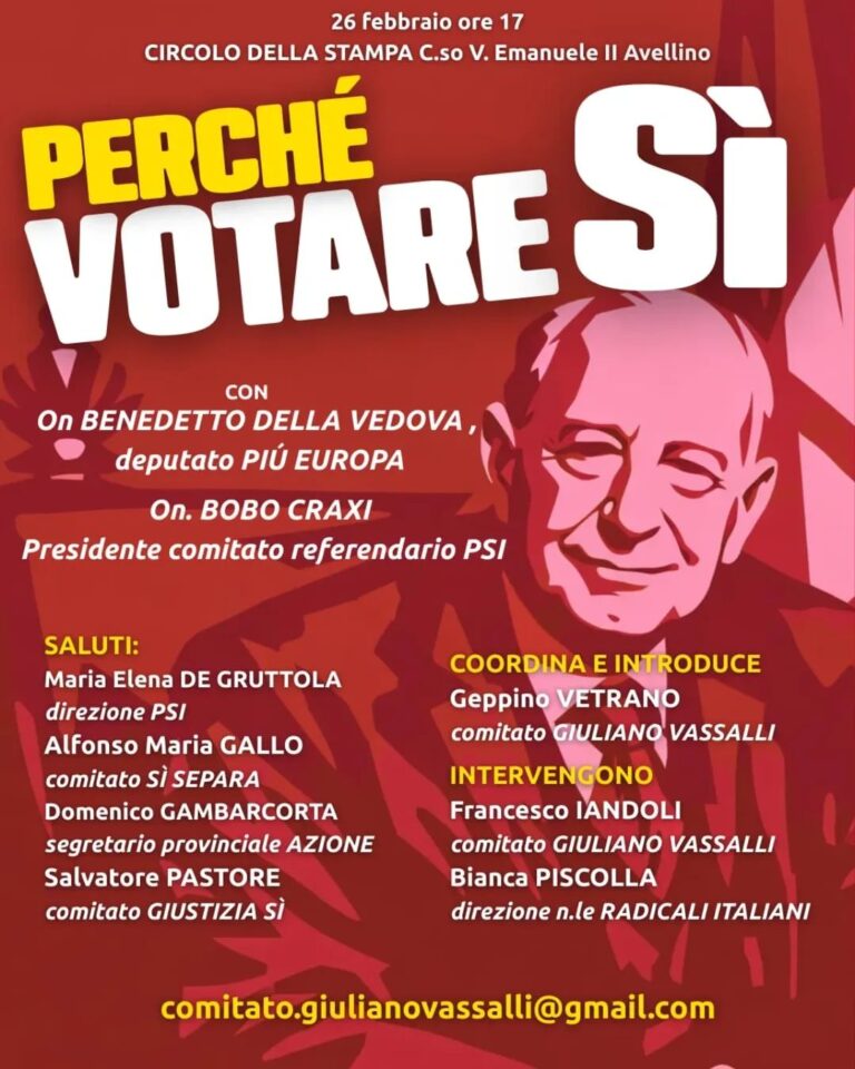 Referendum, giovedi’ in città Craxi e Della Vedova per sostenere le ragioni del Si’
