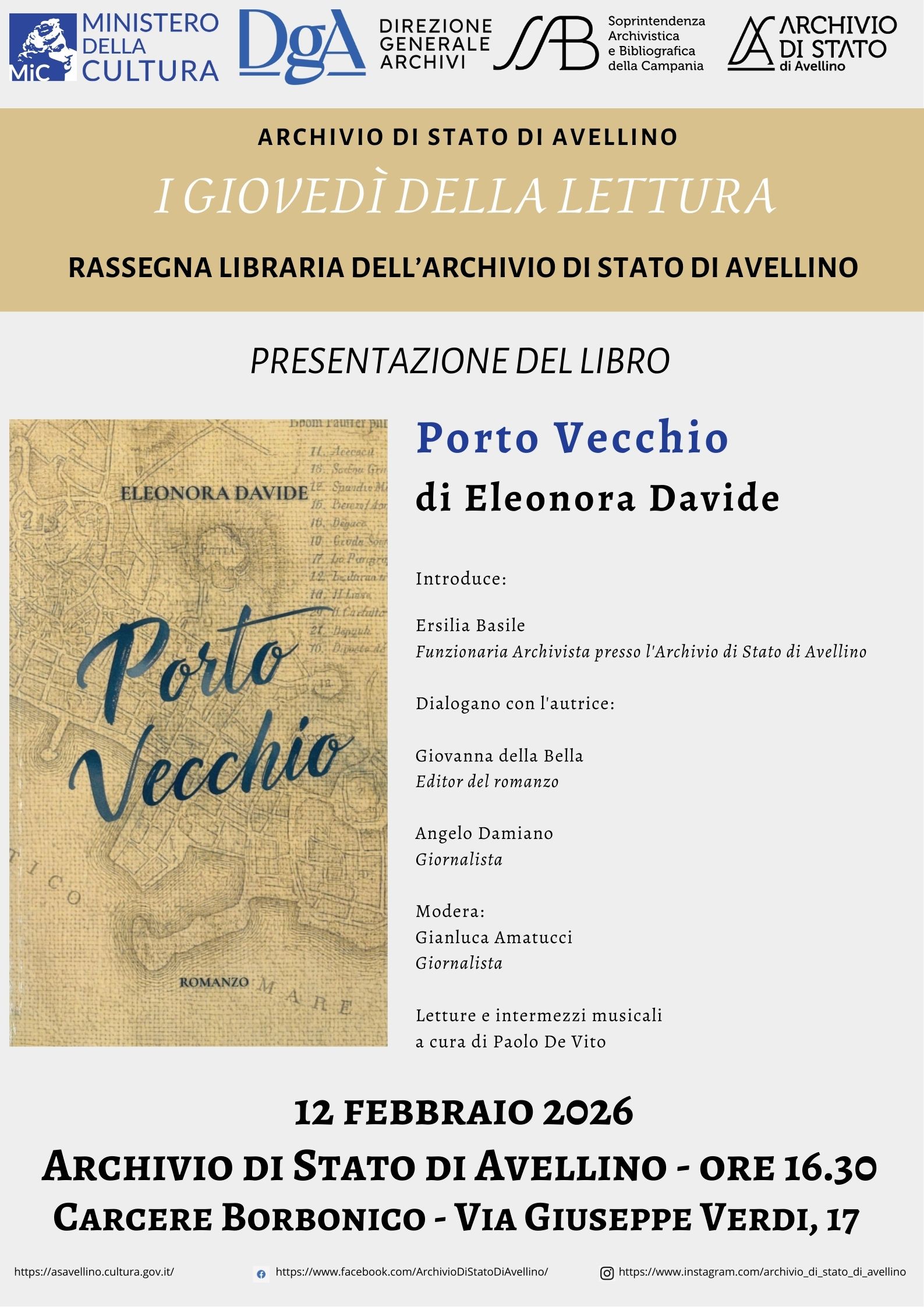 Nuovo appuntamento con “I giovedì della lettura” all’Archivio di Stato di Avellino