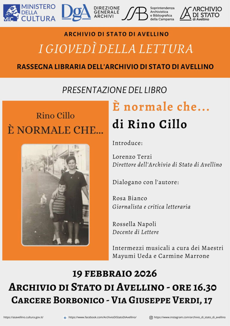 Nuovo appuntamento con “I giovedì della lettura” all’Archivio di Stato di Avellino