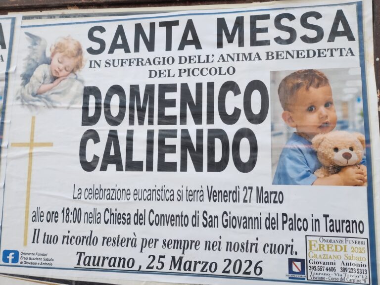 Taurano ricorda Domenico: venerdi’ una messa  per il bimbo che ha commosso il Paese