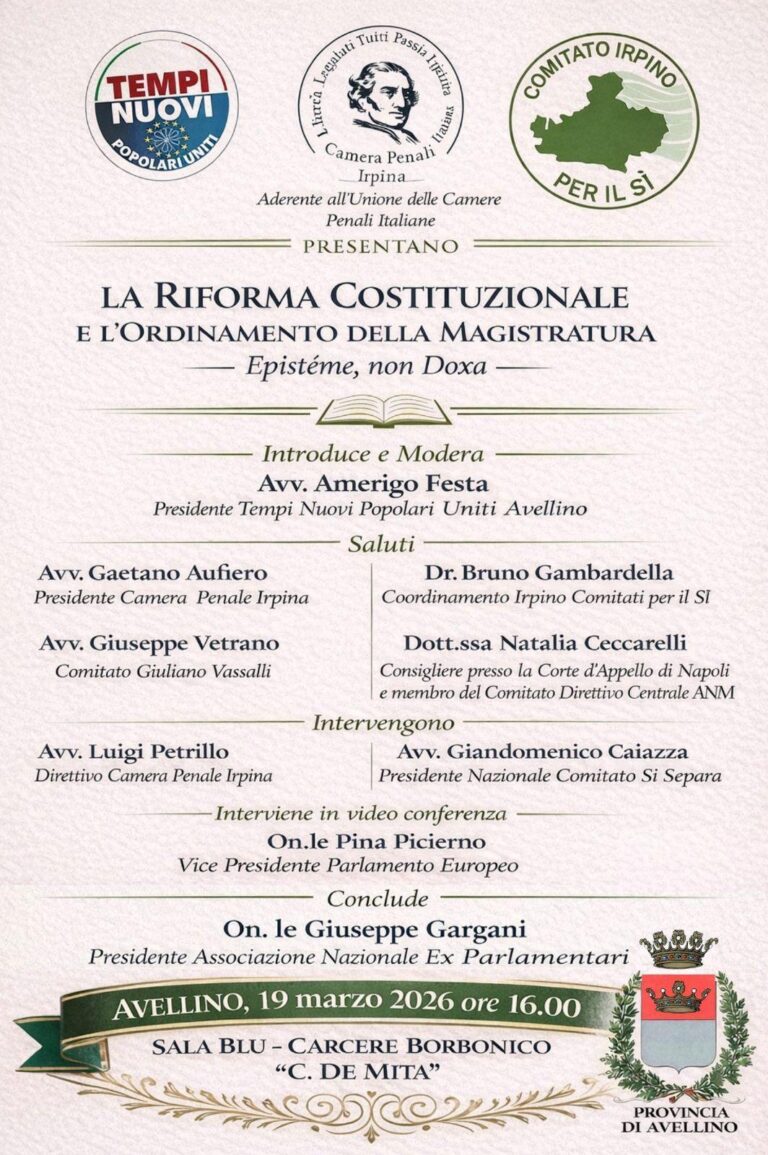 Referendum, al Carcere Borbonico l’evento per il Si con Caiazza,  Ceccarelli e Gargani