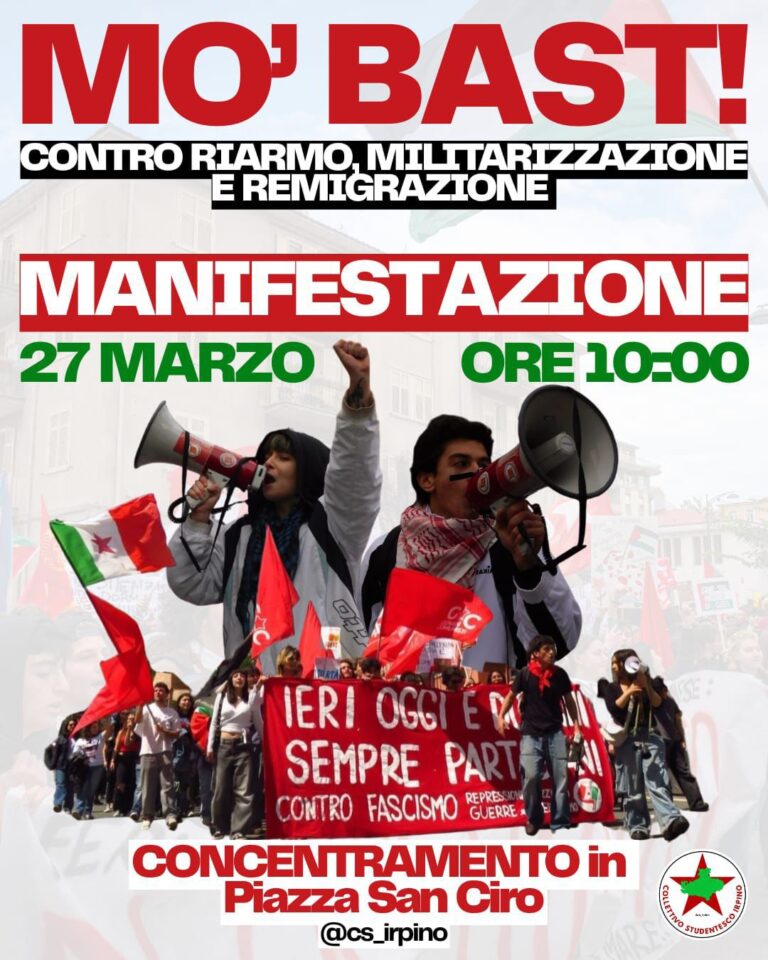 Guerra e riarmo, i giovani in piazza: corteo del Collettivo Studentesco ad Avellino