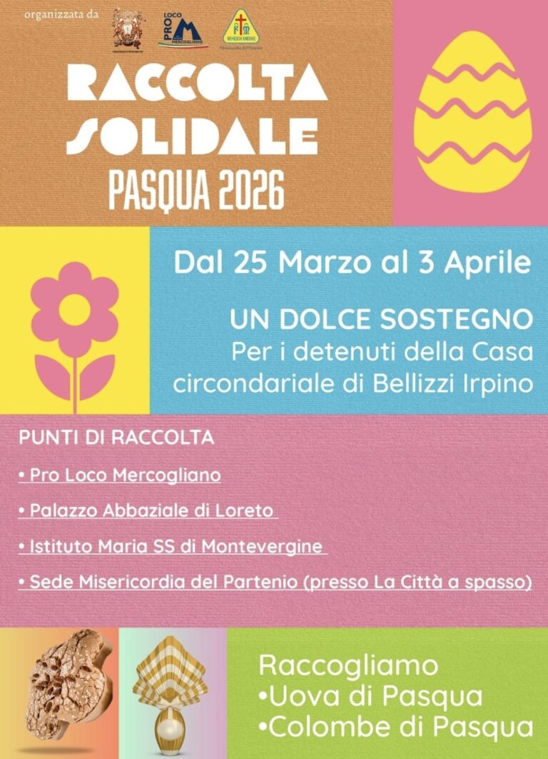 Pro Loco Mercogliano, parte la raccolta solidale per Pasqua 2026