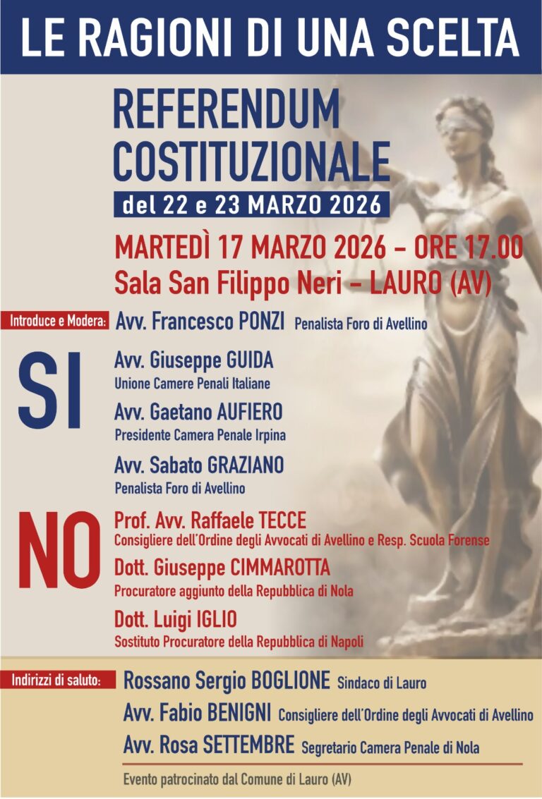Lauro, referendum costituzionale: avvocati e magistrati a confronto tra “Sì” e “No”