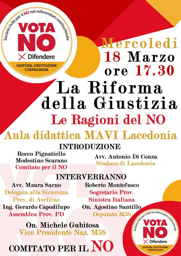 Lacedonia, il Comitato per il NO spiega le sue ragioni sul Referendum Costituzionale
