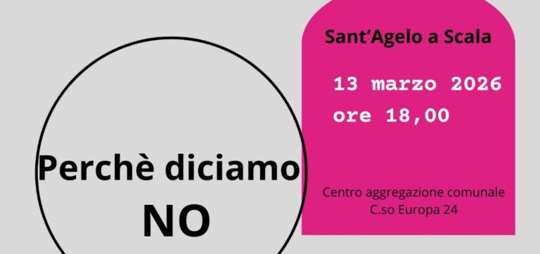 Referendum, “Perchè diciamo no”: venerdì incontro a Sant’Angelo a Scala