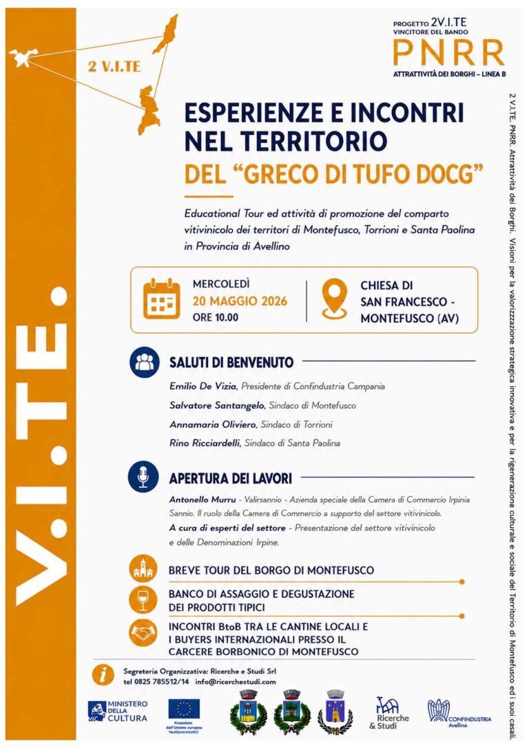 Montefusco ospita “Esperienze e incontri nel territorio del Greco di Tufo DOCG”
