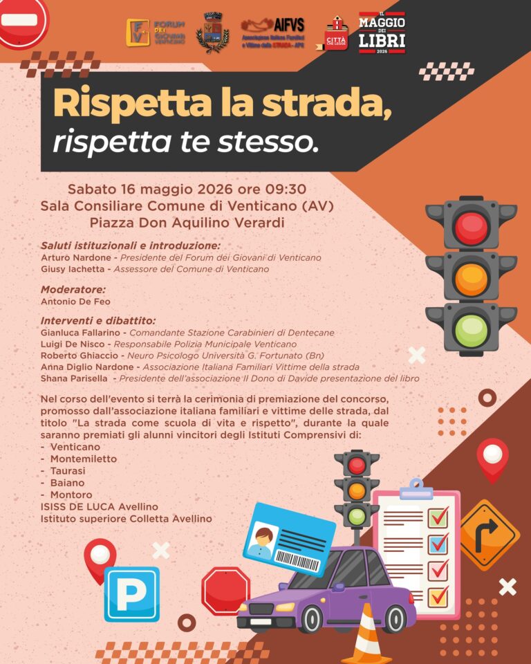 Venticano, il Forum Giovani promuove la sicurezza stradale: “Rispetta la strada, rispetta te stesso”