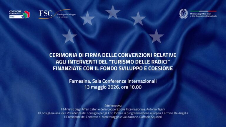 Turismo delle Radici, il Ministro Tajani firma le convenzioni per gli interventi