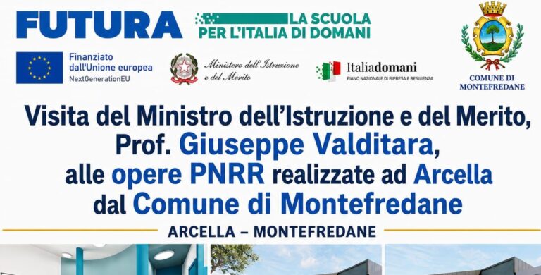 Il Ministro Valditara in visita a Montefredane per le opere PNRR realizzate ad Arcella