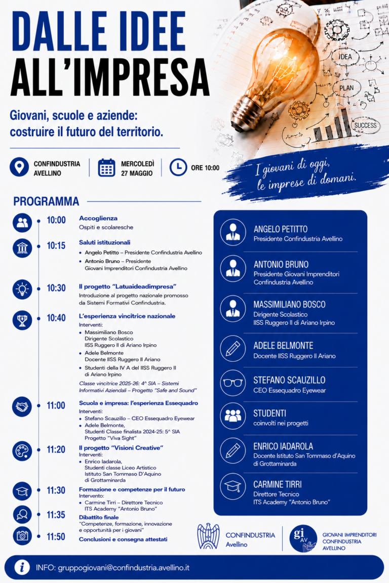 Scuola e impresa, Confindustria Avellino premia i giovani innovatori