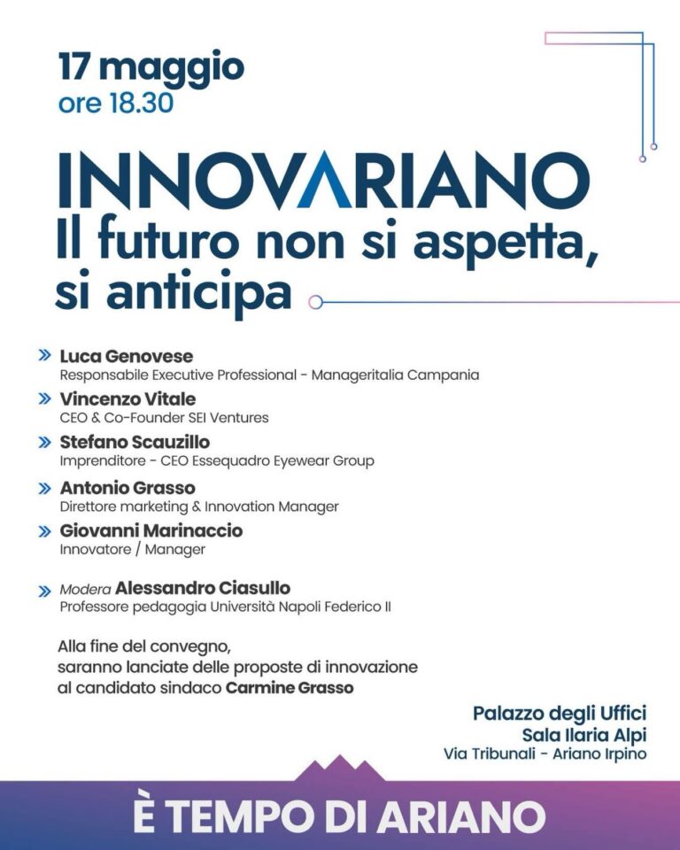 Nasce “Innovariano”, i talenti arianesi dell’innovazione a confronto