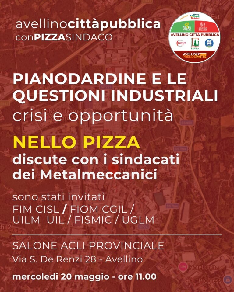 Nello Pizza incontra i metalmeccanici: Avellino Città Pubblica apre il confronto su industria e lavoro