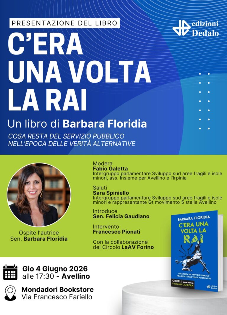 Barbara Floridia presenta il libro “C’era una volta la Rai”: appuntamento il 4 giugno alla Mondadori Bookstore