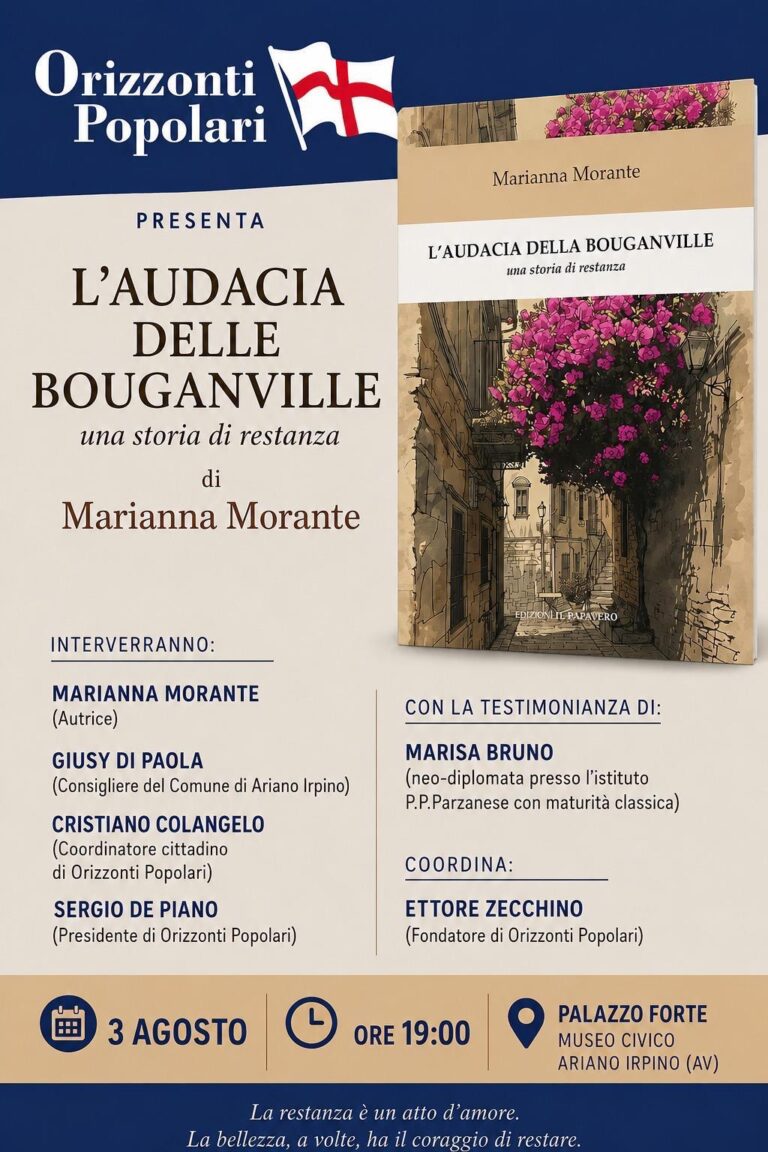 L’Audacia delle Bouganville, ad Ariano Irpino la presentazione del libro sulla “restanza”