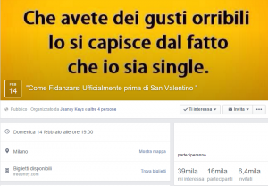 La pagina Facebook dell'evento